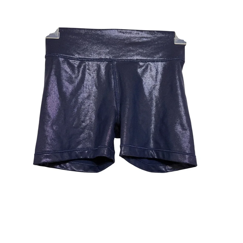 Athleta Girl Simone Biles ChitChat Shine Shorts NavyBlue Sparkle Metallic Medium